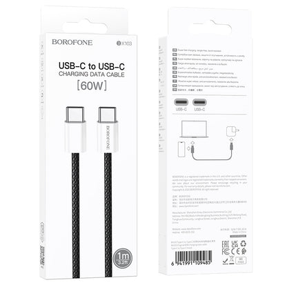 Kabel do danych i ładowania USB-C - USB-C Borofone BX103 Original, 60W, 1m, Czarny