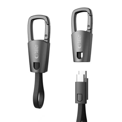 Kabel do danych i ładowania USB-C - USB-C Tech-Protect Ultraboost DNA Keychain, 60W, 0.17m, Szary