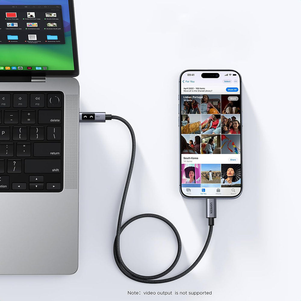 Kabel do danych i ładowania USB-C - USB-C UGREEN L509, 100W, 0.5m, Szary