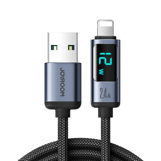 Kabel do danych i ładowania USB-A - Lightning Joyroom S-A16 Prism Display, 12W, 1.2m, Czarny
