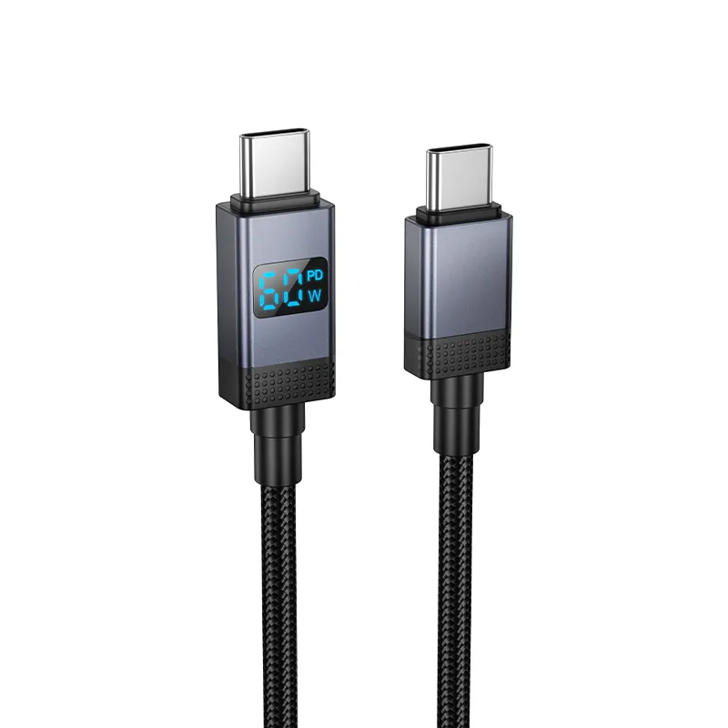Kabel do danych i ładowania USB-C - USB-C HOCO X118 Display, 60W, 1m, Czarny