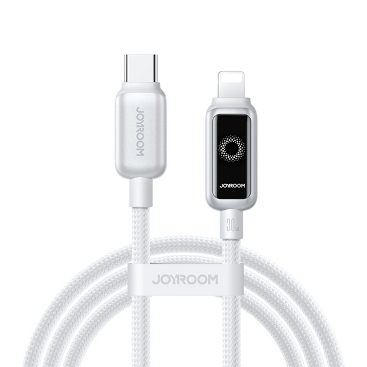 Kabel do danych i ładowania USB-C - Lightning Joyroom S-A55 StarFlight Display, 30W, 1.2m, Biały