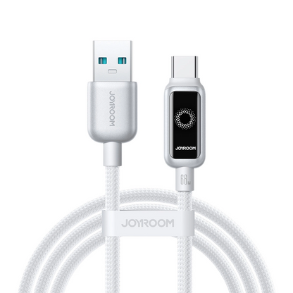 Kabel do danych i ładowania USB-A - USB-C Joyroom S-A55 StarFlight Display, 66W, 1.2m, Biały