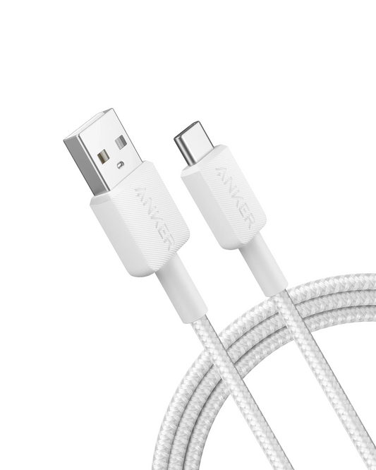 Kabel do danych i ładowania USB-A - USB-C Anker 322, 18W, 1.8m, Biały A81H6G21