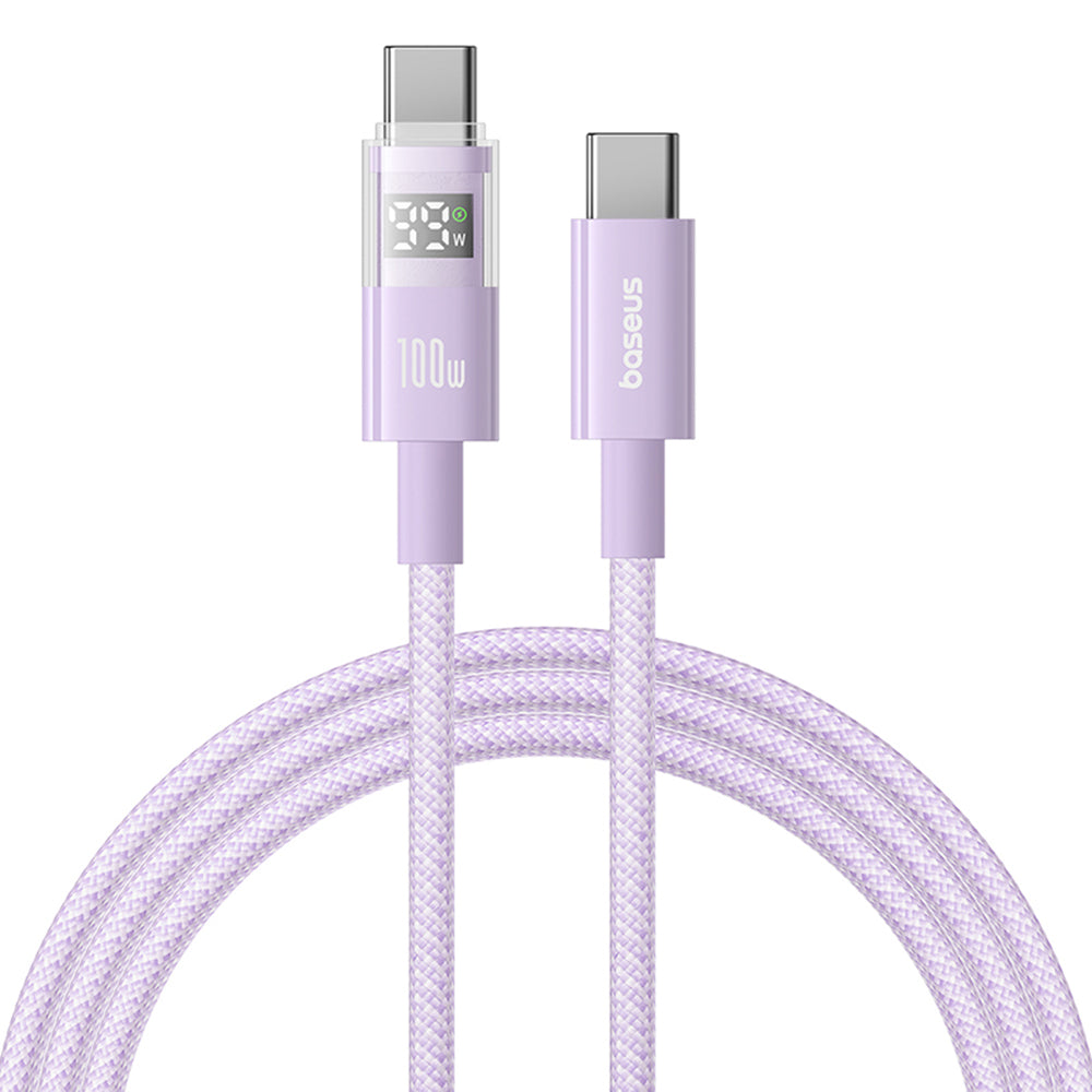 Kabel do danych i ładowania USB-C - USB-C Baseus Display 2, 100W, 1m, Fioletowy P10382702511-00