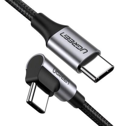 Kabel do danych i ładowania USB-C - USB-C UGREEN US255 Angled, 60W, 3m, Szary