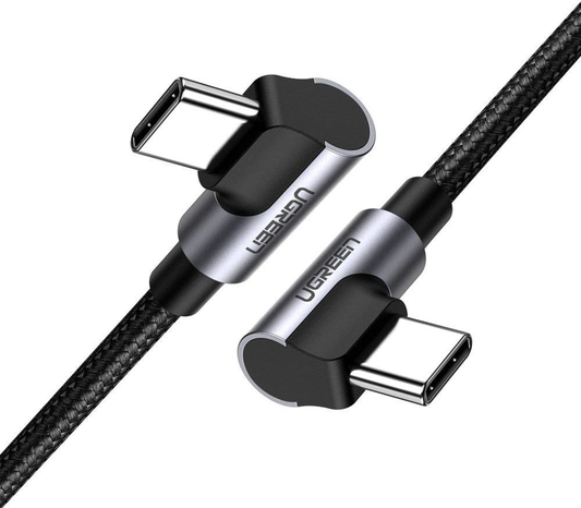 Kabel do danych i ładowania USB-C - USB-C UGREEN US323 Angled, 60W, 2m, Czarny