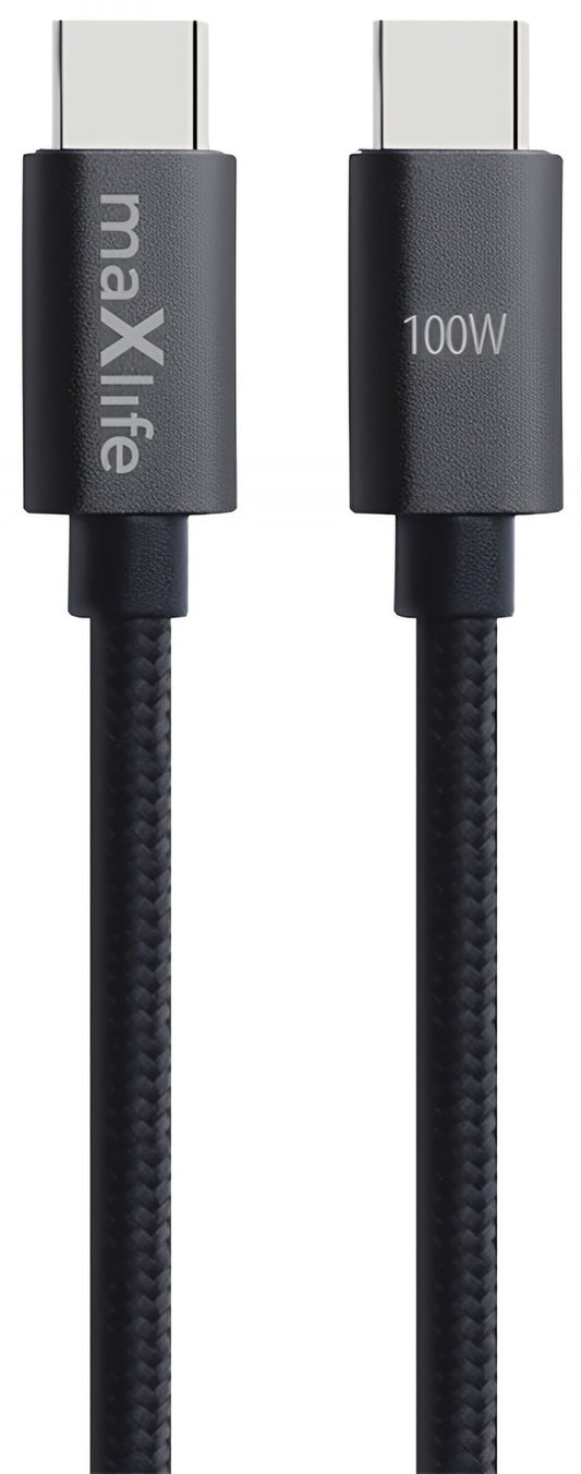 Kabel do danych i ładowania USB-C - USB-C MaXlife MXUC-12, 100W, 1m, Czarny