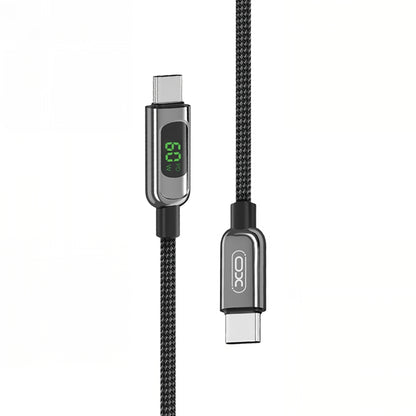 Kabel do danych i ładowania USB-C - USB-C XO Design NB-Q203B Display, 60W, 1m, Czarny