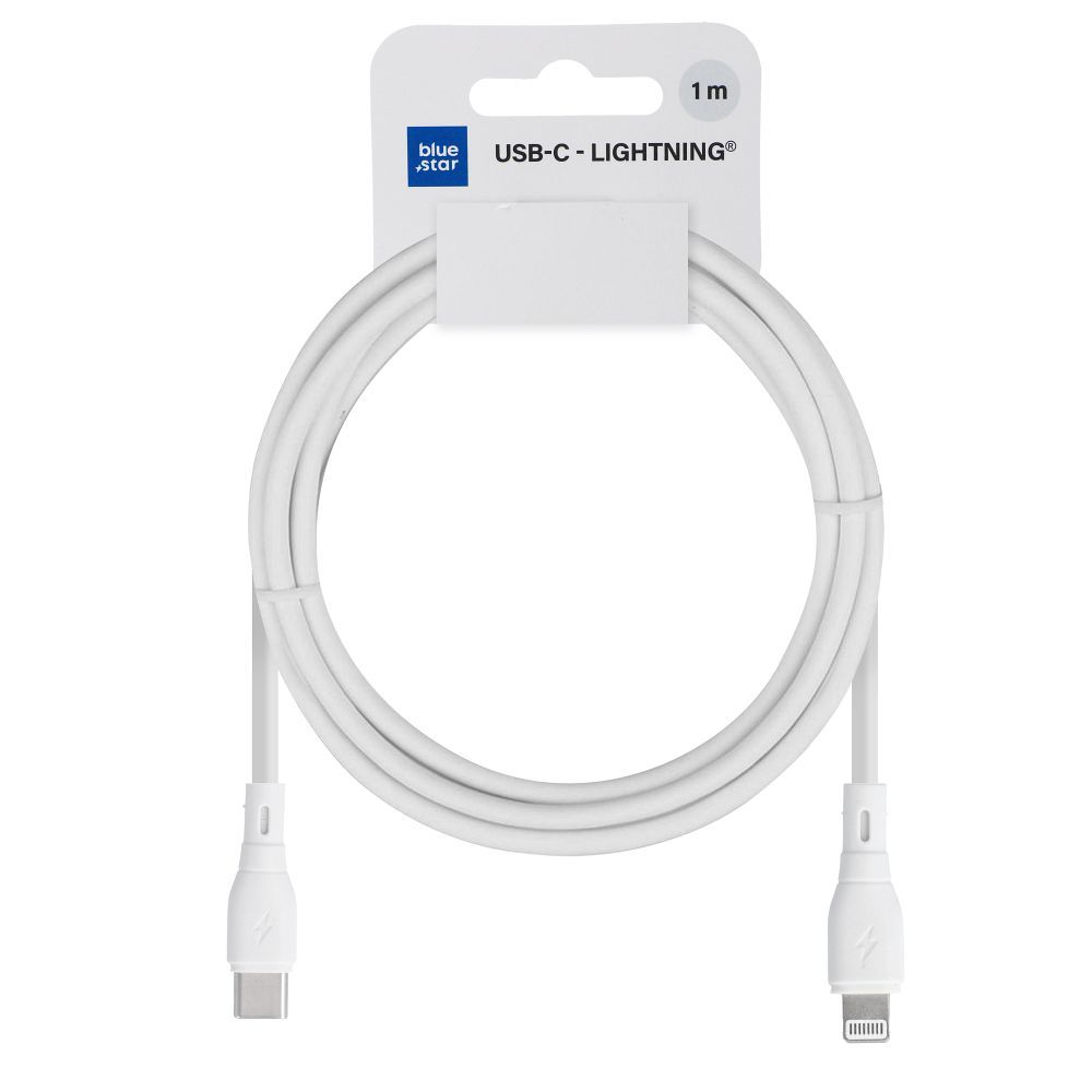 Kabel do danych i ładowania USB-C - Lightning Blue Star Eco, 27W, 1m, Biały