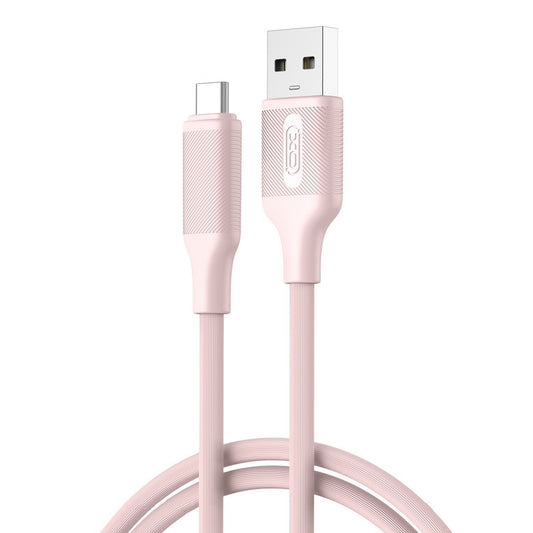 Kabel do danych i ładowania USB-A - USB-C XO Design NB265, 18W, 1m, Różowy
