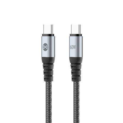Kabel do danych i ładowania USB-C - USB-C Forever Braix, 60W, 1m, Czarny