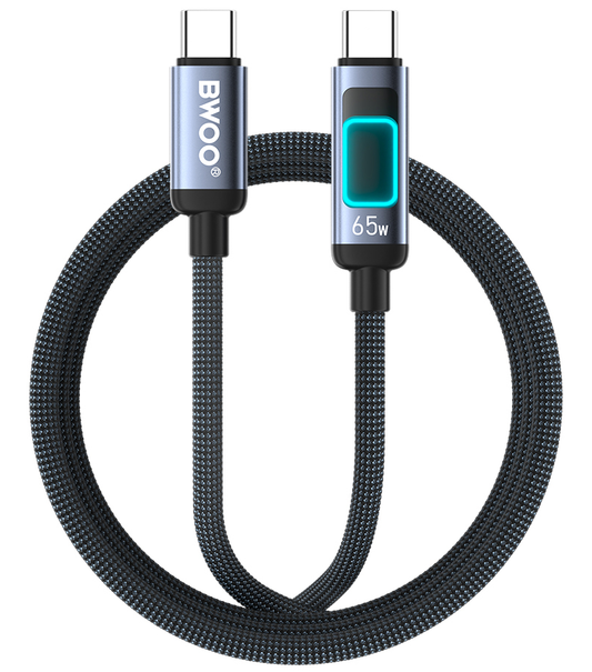 Kabel do przesyłu danych i ładowania USB-C - USB-C BWOO X324CC Display, 65W, 1m, Czarny