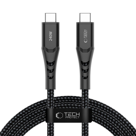 Kabel do przesyłu danych i ładowania USB-C - USB-C Tech-Protect UB11T Ultraboost, 240W, 2m, Czarny