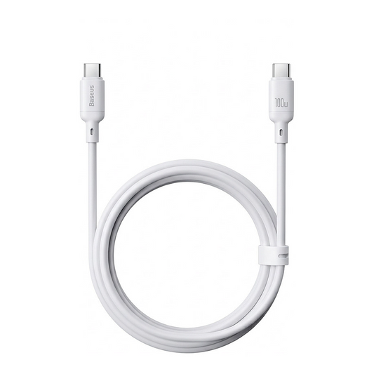 Kabel do danych i ładowania USB-C - USB-C Baseus Silky, 100W, 2m, Biały
