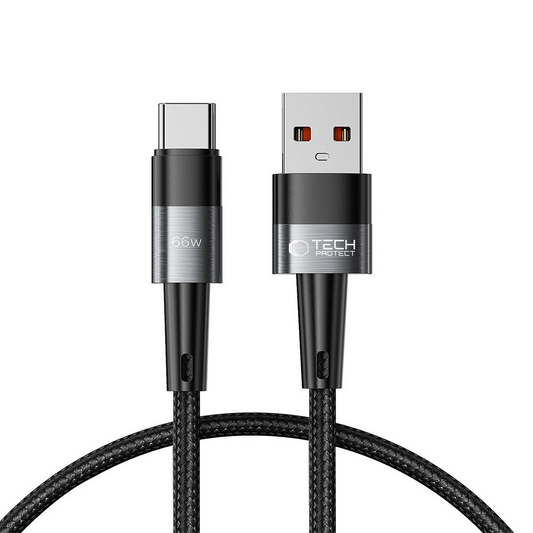 Kabel do danych i ładowania USB-A - USB-C Tech-Protect Ultraboost, 66W, 0,5m, Szary