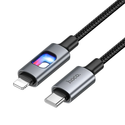 USB-C to Lightning Data and Charging Cable HOCO U144 Led, 27W, 1.2m, Black