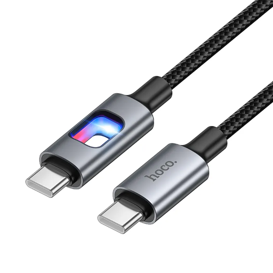 Kabel do przesyłu danych i ładowania USB-C - USB-C HOCO U144 Led, 60W, 1,2m, Czarny