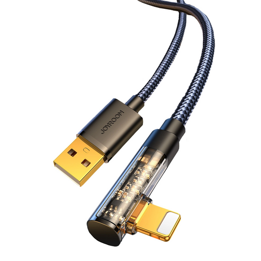 Kabel do przesyłu danych i ładowania USB-A - Lightning Joyroom S-UL012A6 Angled, 18W, 1,2m, Czarny