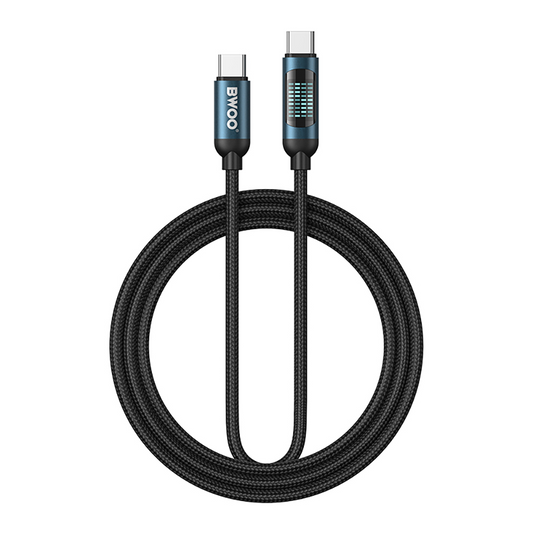 Kabel do danych i ładowania USB-C - USB-C BWOO BO-X304 Led, 60W, 1m, Czarny