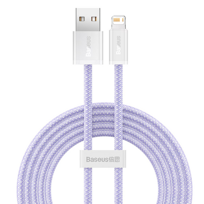 Kabel do przesyłu danych i ładowania USB-A - Lightning Baseus Dynamic Series, 18W, 2m, Fioletowy CALD000505