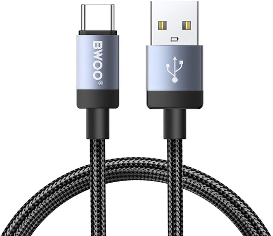 Kabel do przesyłania danych i ładowania USB-A - USB-C BWOO BO-X401C, 18W, 1m, czarny