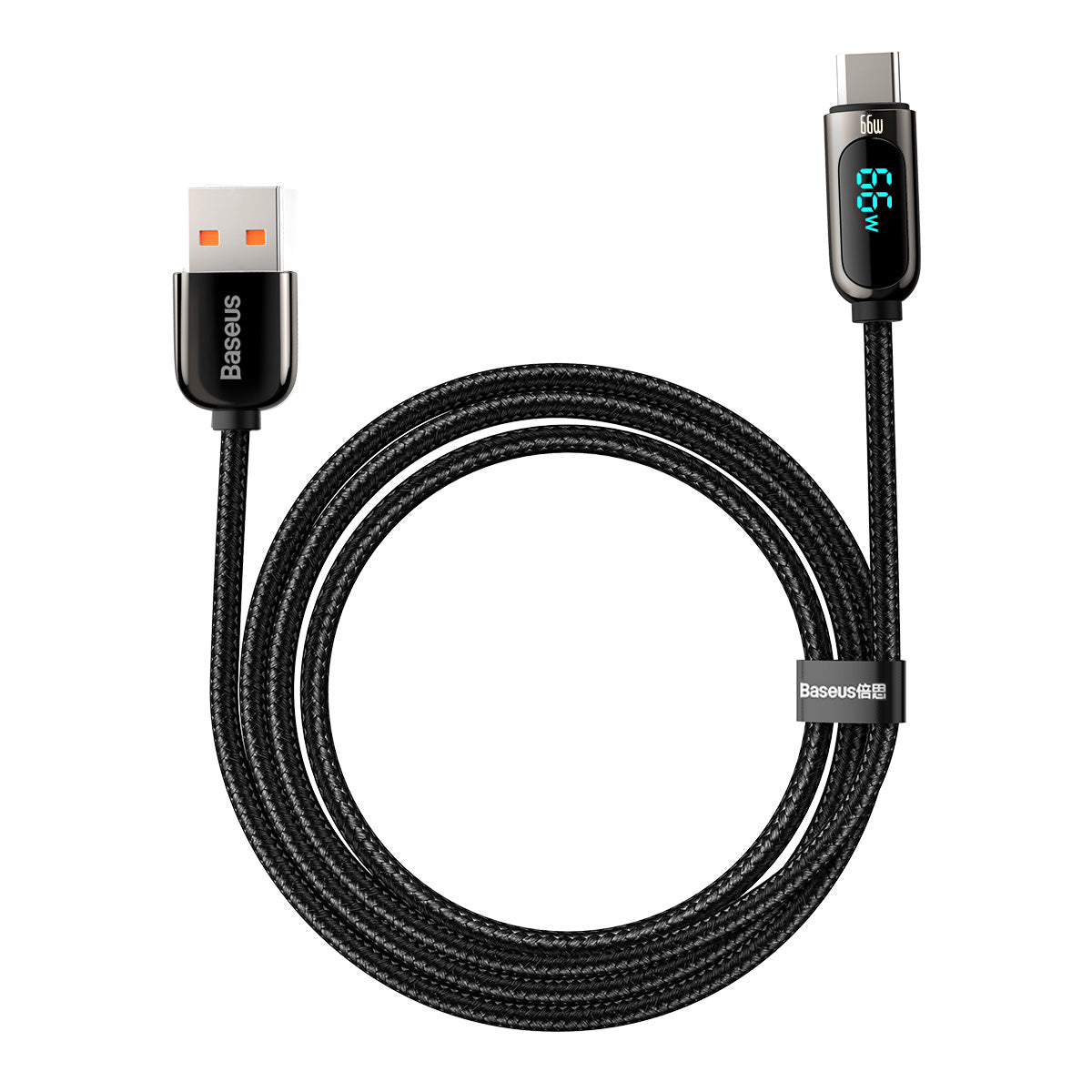 Kabel do Transmisji Danych i Ładowania USB-A - USB-C Baseus Display, 66W, 2m, Czarny CASX020101