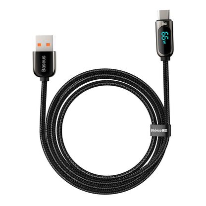 Kabel do Transmisji Danych i Ładowania USB-A - USB-C Baseus Display, 66W, 2m, Czarny CASX020101
