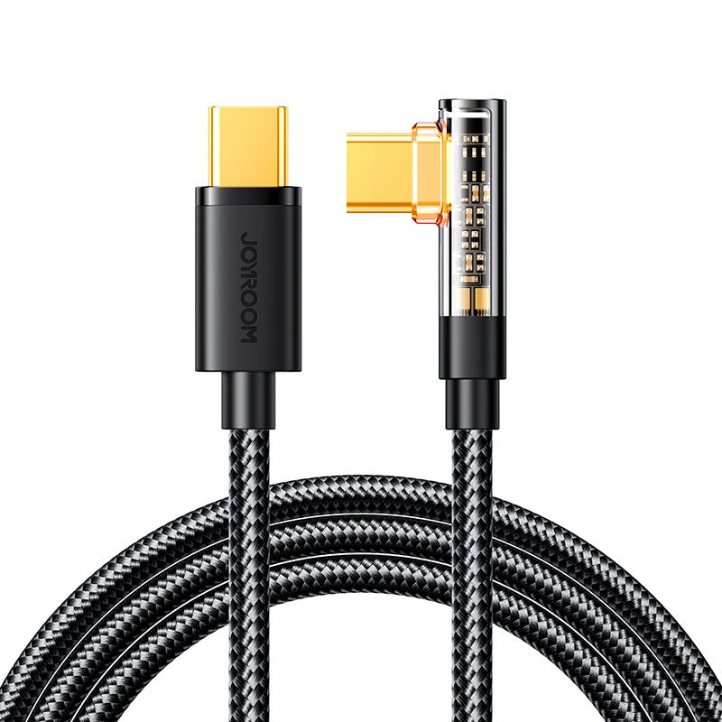 Kabel do danych i ładowania USB-C - USB-C Joyroom S-CC100A6 Angled, 100W, 1.2m, Czarny
