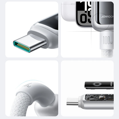 Kabel do danych i ładowania USB-C - USB-C Joyroom S-A55 StarFlight Display, 100W, 1.2m, Biały