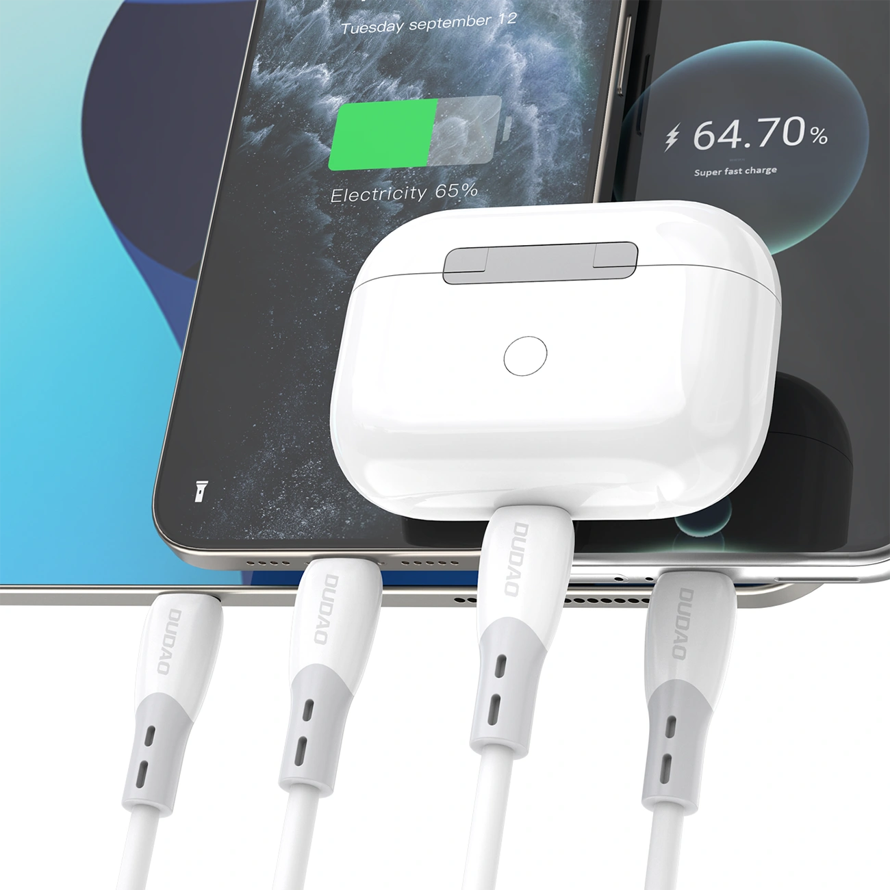 Kabel do danych i ładowania USB-C - USB-C Dudao L25SC, 60W, 2m, Biały