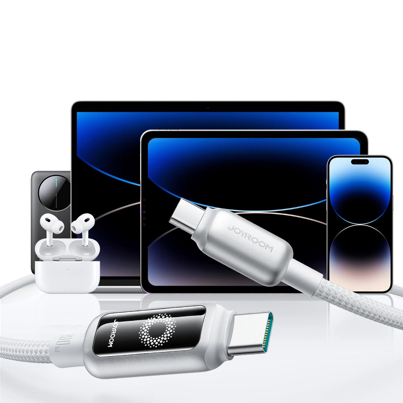 Kabel do danych i ładowania USB-C - USB-C Joyroom S-A55 StarFlight Display, 100W, 1.2m, Biały