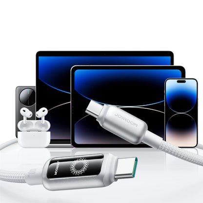 Kabel do danych i ładowania USB-C - USB-C Joyroom S-A55 StarFlight Display, 100W, 1.2m, Biały
