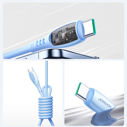 Kabel do danych i ładowania USB-C - USB-C Joyroom S-A59 Vibrant, 60W, 1.2m, Niebieski