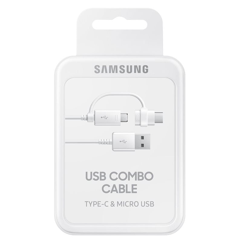 Kabel do ładowania i transmisji danych USB-A - USB-C / microUSB Samsung Combo 2w1, 18 W, 1,5 m, biały EP-DG930DWEGWW