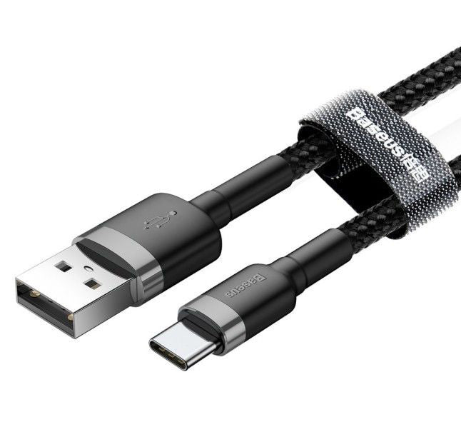 Kabel do transmisji danych i ładowania USB-A - USB-C Baseus Cafule, 18 W, 2 m, szary CATKLF-CG1