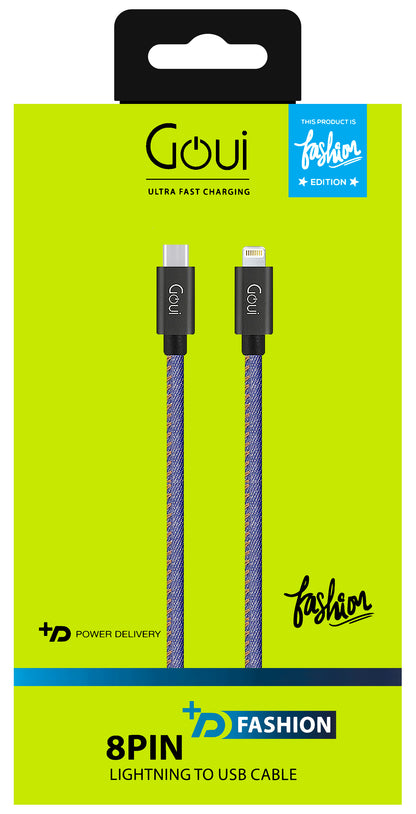 Kabel do ładowania i transmisji danych USB-C - Lightning Goui Fashion, 18 W, 1 m, niebieski G-FASHIONC94JB