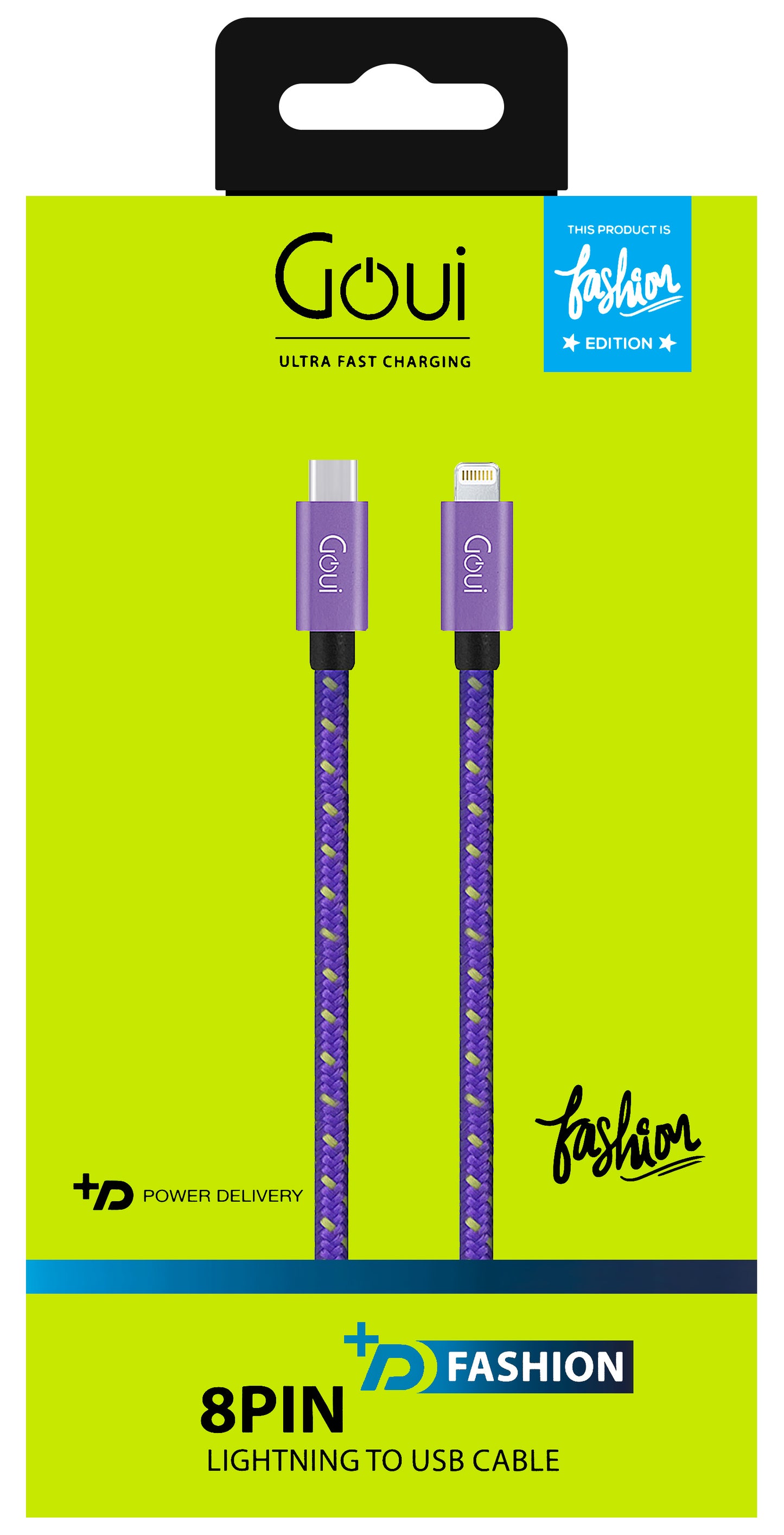 Kabel do ładowania i transmisji danych USB-C - Lightning Goui Fashion, 18 W, 1 m, fioletowy G-FASHIONC94P