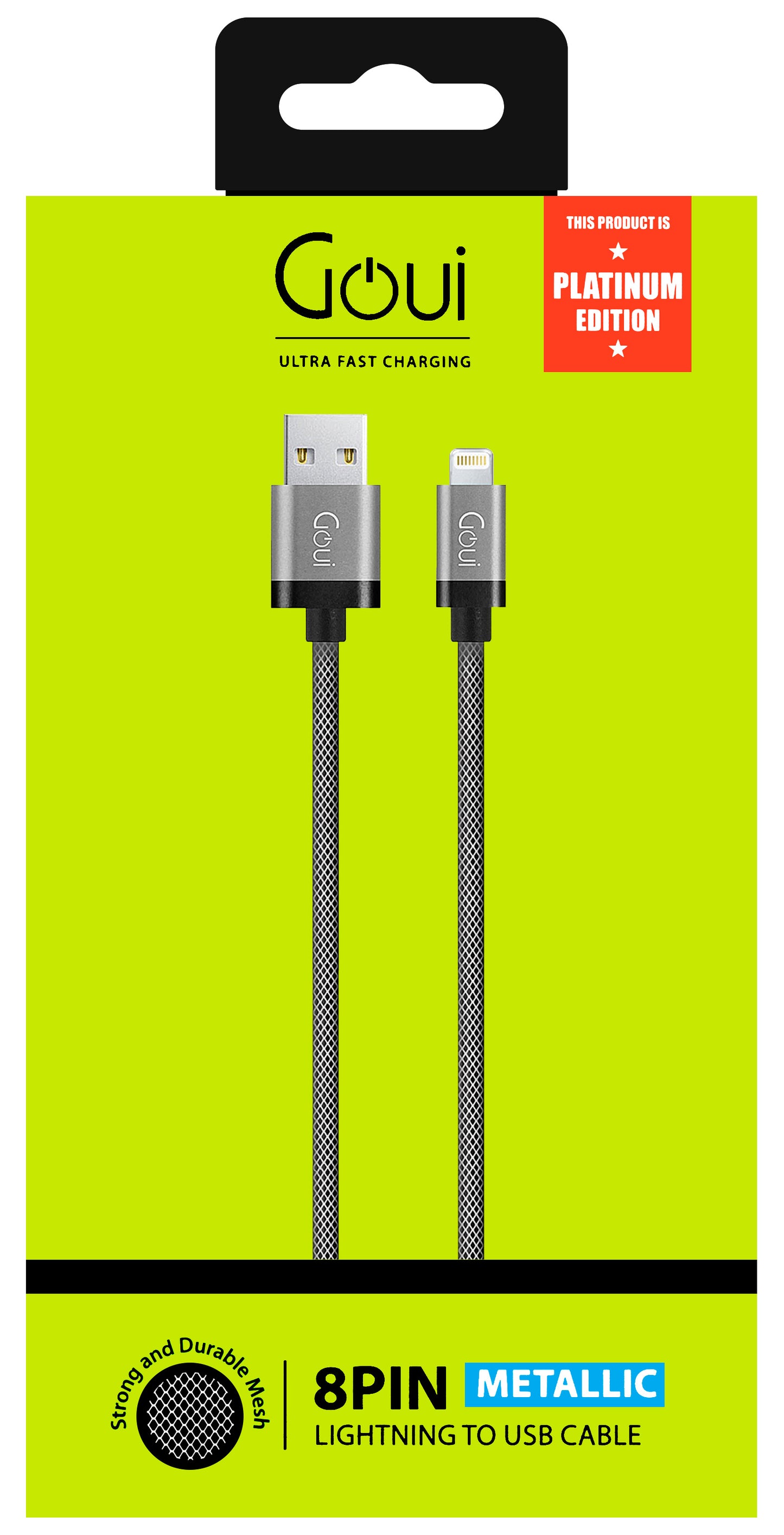 Kabel do ładowania i transmisji danych USB-A - Lightning Goui Metallic, 18 W, 1 m, szary G-LC8PIN-02S G-LC8PIN-02S