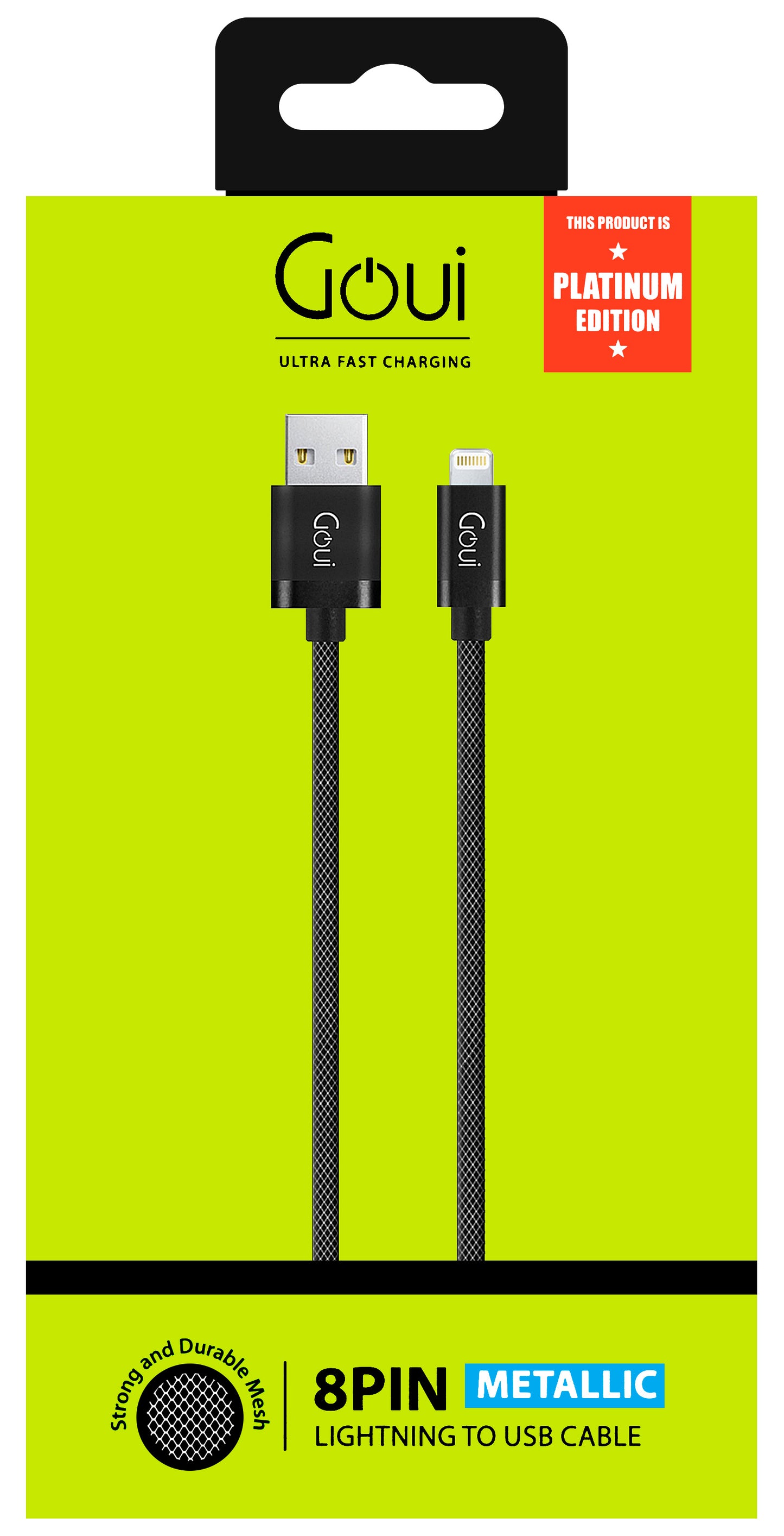 Kabel do ładowania i transmisji danych USB-A - Lightning Goui Metallic, 18 W, 1 m, czarny G-LC8PIN-02BK G-LC8PIN-02BK