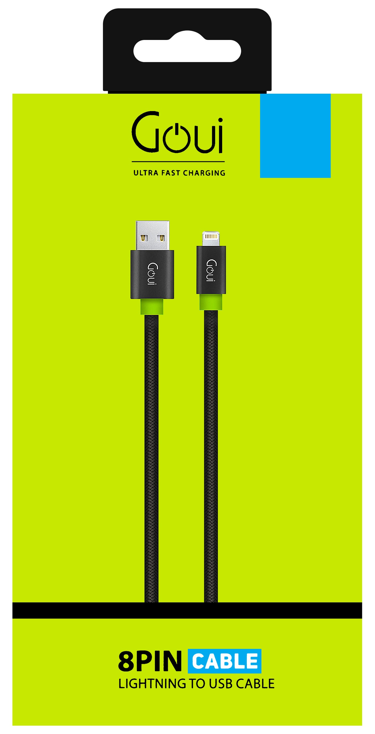 Kabel do ładowania i transmisji danych USB-A - Lightning Goui Fashion Flat, 18 W, 1 m, czarny G-LC8PINFBF-K