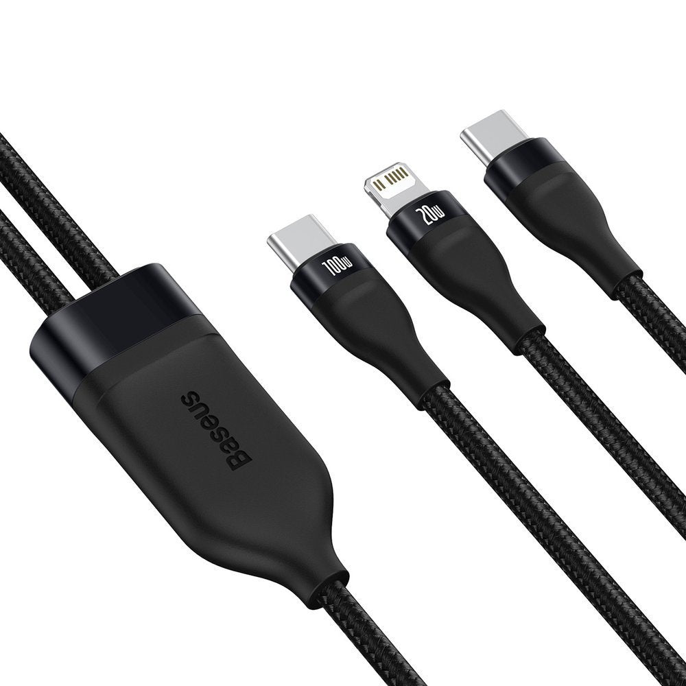 Kabel do danych i ładowania USB-C - Lightning / USB-C Baseus Flash Series 2w1, 100W, 1.2m, Czarny CA1T2-F01