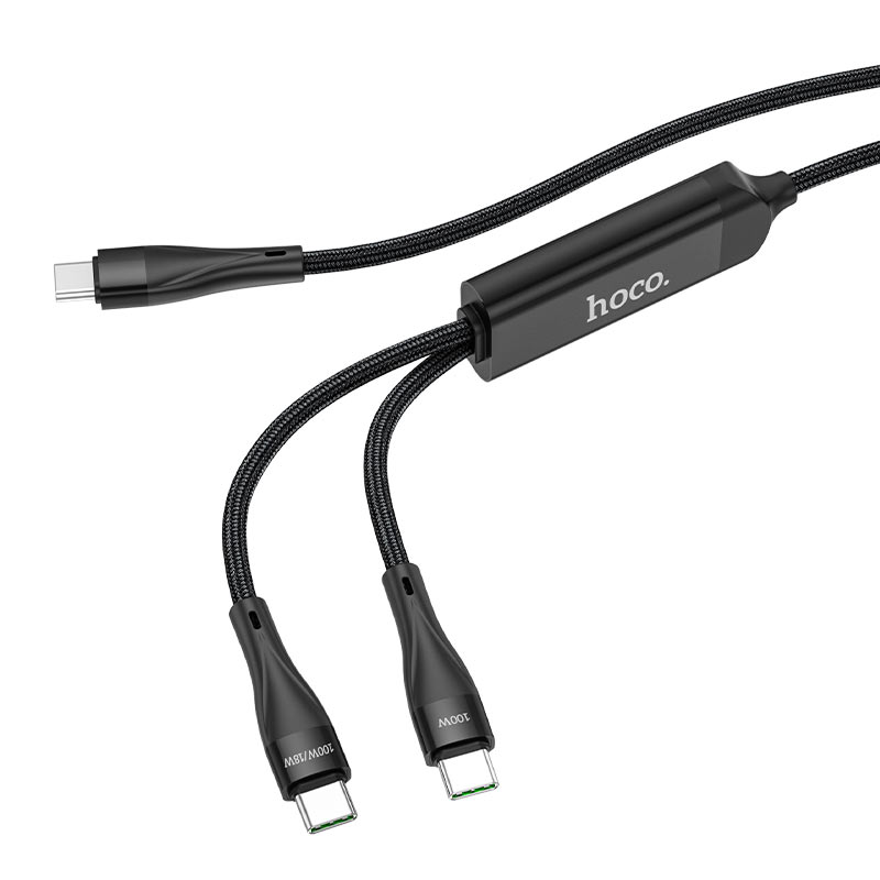 Kabel USB-C do ładowania i transmisji danych - USB-C HOCO U102 Super, 100 W, 1,2 m, czarny