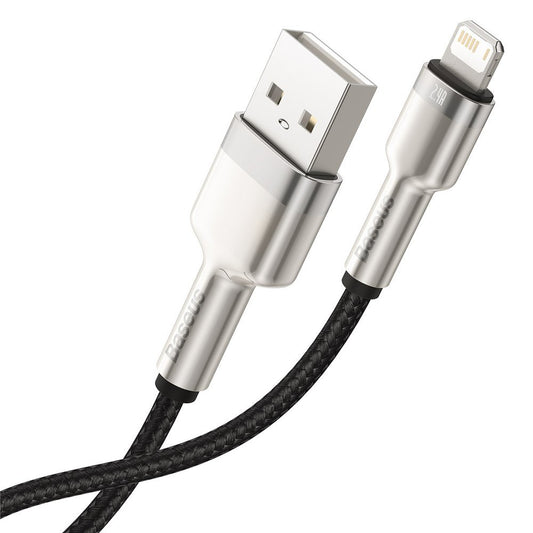 Kabel do danych i ładowania USB-A - Lightning Baseus Cafule Metal Series, 18W, 2m, Czarny CALJK-B01