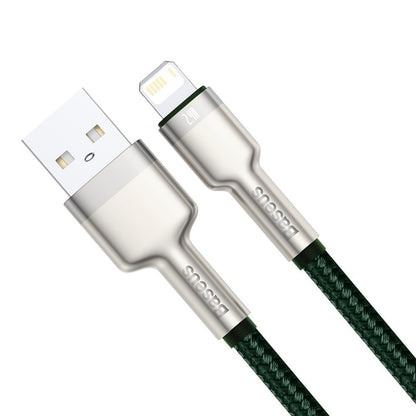 Kabel do danych i ładowania USB-A - Lightning Baseus Cafule Metal Series, 18W, 1m, Zielony CALJK-A06