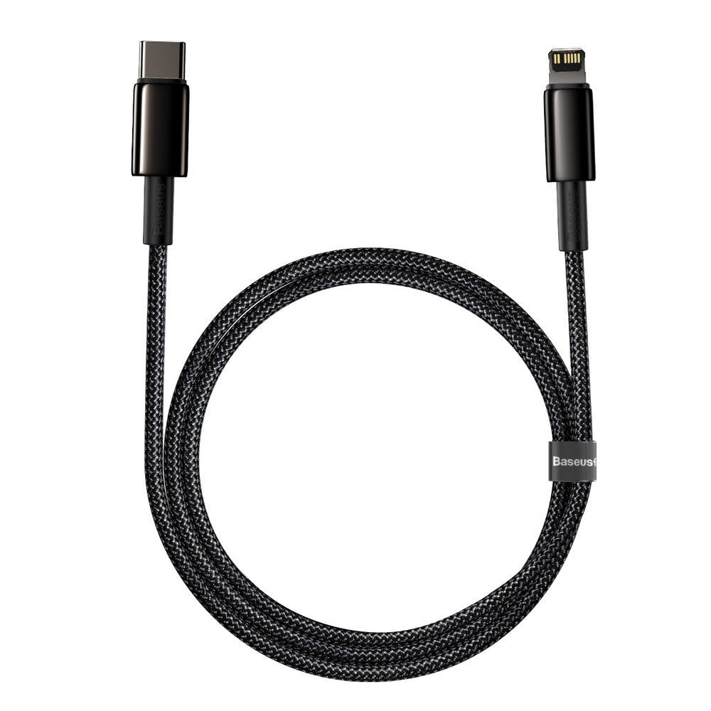 Kabel do ładowania i transmisji danych USB-C - Lightning Baseus Tungsten Tungsten Gold, 20 W, 1 m, czarny CATLWJ-01 CATLWJ-01