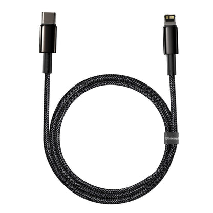 Kabel do ładowania i transmisji danych USB-C - Lightning Baseus Tungsten Tungsten Gold, 20 W, 1 m, czarny CATLWJ-01 CATLWJ-01