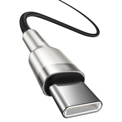 Kabel USB-C do ładowania i transmisji danych - USB-C Baseus Cafule Metal Series, 100 W, 1 m, czarny CATJK-C01