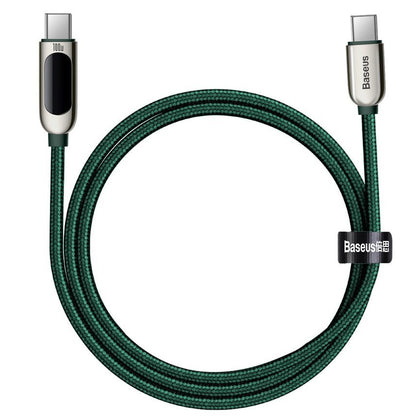 Kabel USB-C do transmisji danych i ładowania - USB-C Baseus Display Fast Charging, 100 W, 1 m, zielony CATSK-B06