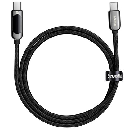 Kabel USB-C do ładowania i transmisji danych - USB-C Baseus Display, 100W, 1m, czarny CATSK-B01